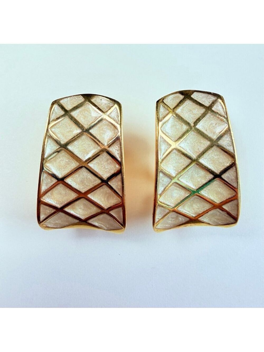 Vanessa Gioielli 18K Gold Vermeil Enamel Criss Cross Sterling Silver Earrings